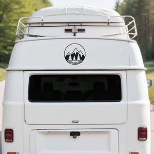 Mountain Road Camper Decal: Minimalist Adventure Car Sticker