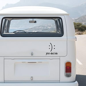 Camperstickers, stickers bestelwagen, sticker smiley, sticker jij beslist camper, vinyl Van Life Camper