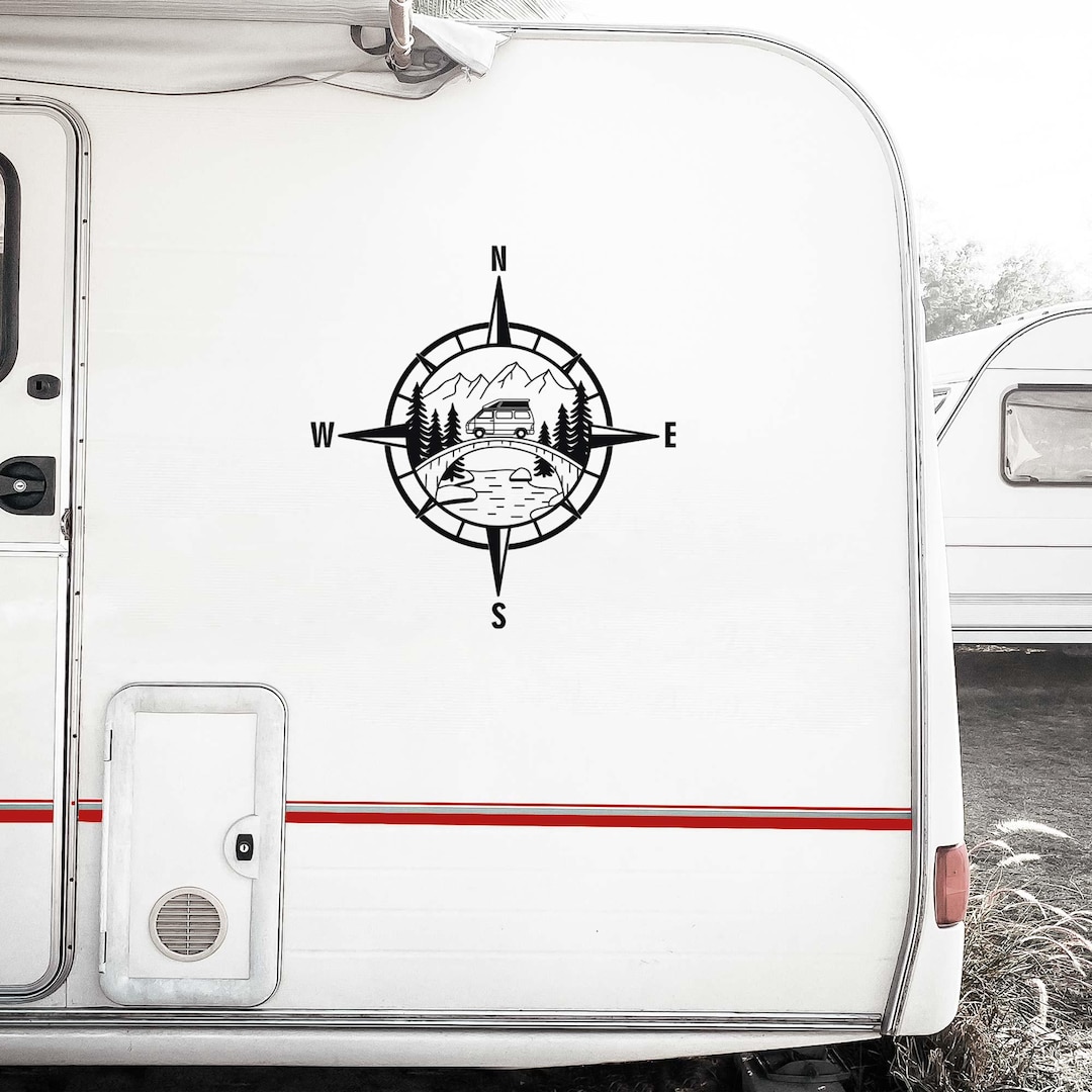 Camper Stickers, Mountain Compass Camper Van Decal, Adventure Van Life ...