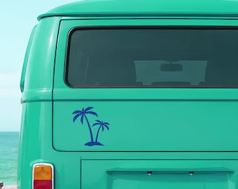 Camper Stickers, Van Stickers, Two Palm Trees Decal, Minimal Tropical Beach Design, Van Life Vinyl