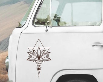 Camper Stickers, Van Stickers, Lotus Flower Vinyl Decal – Yoga Car Sticker, Spiritual Camper Decal, RV Peaceful Symbol