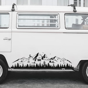 Camper Stickers, Van Sticker, Camper Decal, Ski Resort Stickers, Ski Winter Mountains Stickers, Winter Landscape Sticker, Snowboard Stickers