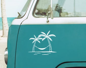 Van sticker, Camper sticker, Caravan stickers, Palm trees sticker, Beach car stickers, Tropical car decal, Holiday sticker, Hammock decal