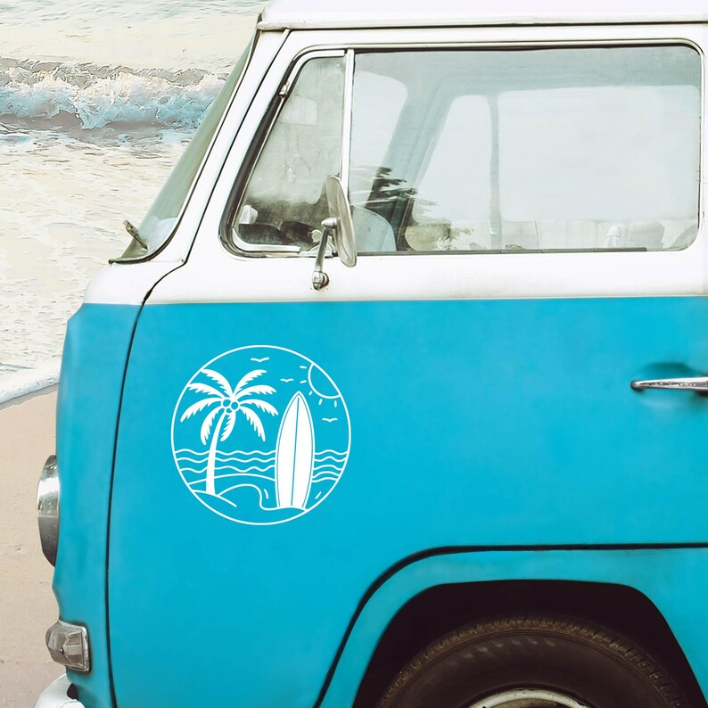 Loading Sticker Gift Camper Stickers, Van Stickers, Surf Beach Circle Decal, Palm Tree ...