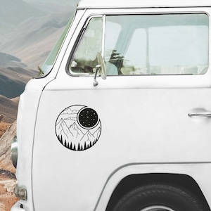 Mountain Camper Van Decal: Adventure RV Vinyl Sticker