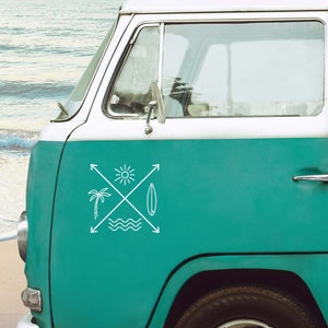 Surf Car Stickers, Surf Car Decal, Camper Stickers, Van Stickers, RV Decal, Beach Car Sticker, Van Decal, Motorhome Decal, Gifts for Surfers