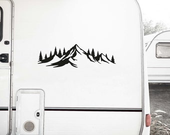Camper Stickers, Van Stickers, Mountain Forest Decal, Camper Van Sticker, RV Caravan Vinyl