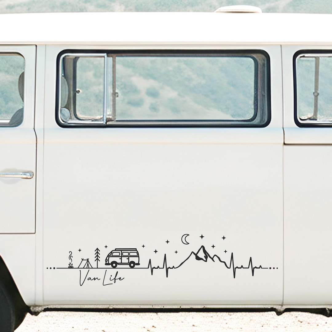 Camper Stickers, Van Stickers, Personalized Mountain Heartbeat Decal ...