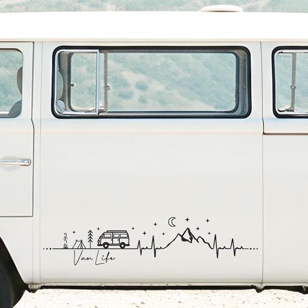 Camperstickers, stickers busje, gepersonaliseerde sticker berghartslag, aangepaste naam campersticker, camper vinyl