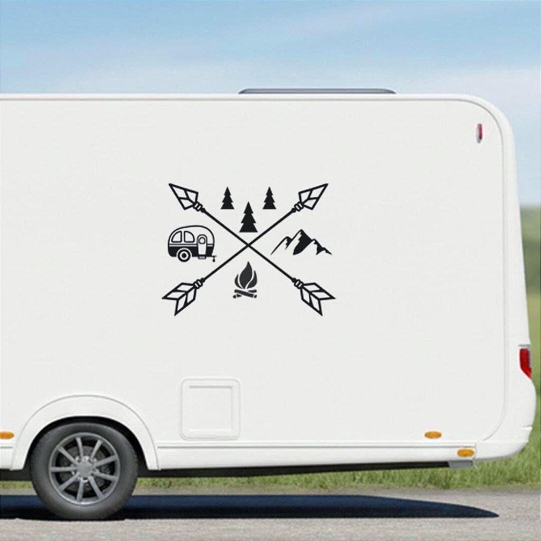Caravan Stickers, Camper Stickers, Crossed Arrows Camping Decal, RV ...