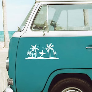 Surf Stickers, Van Stickers, Camper Stickers, Caravan Stickers, Beach Car Sticker, Palm Trees Decal, Surfer Car Decal, Van Life Stickers