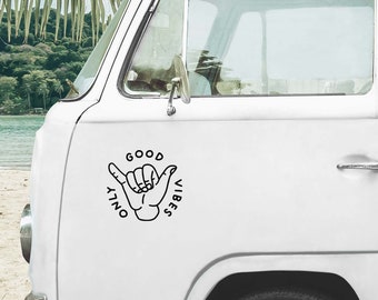 Surf auto sticker, Shaka hand sticker, Van stickers, Camper stickers, Hang losse auto sticker, Alleen goede vibes sticker, Surf stickers, Rv stickers