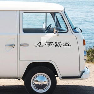 Camperstickers, stickers bestelwagen, sticker Shaka Surf, Ocean Wave Sunset campersticker, vinyl kustcaravan