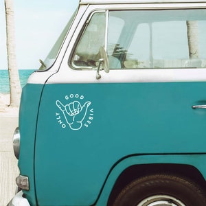 Surf Car Sticker, Camper Stickers, Van Stickers, Shaka Hand Sticker, Hang Loose Car Decal, Good Vibes Only Sticker, RV Decal, Van Life Decal