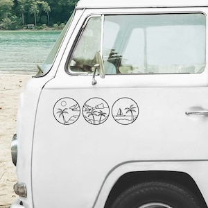 Adesivi per camper, adesivi per furgoni, adesivi per l&#39;oceano - Adesivo in vinile Sunset Beach per camper, auto, roulotte, adesivi per camper costieri, adesivi per la spiaggia