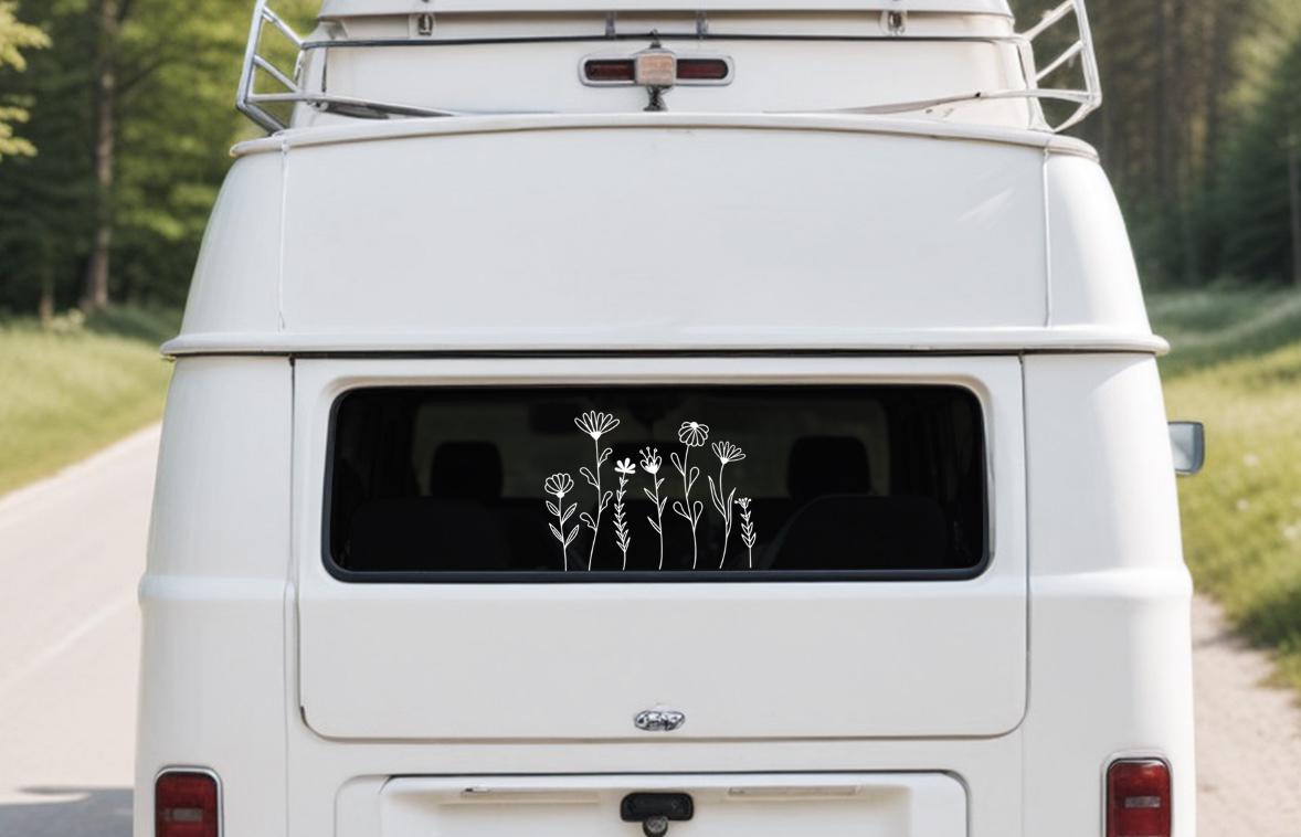 Camper Stickers, Flowers Car Sticker, Floral Car Decals, Motorhome Sticker, RV Sticker, Van Stickers, Wildflowers Sticker, Camper Life Decal