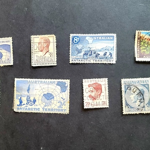 1955, 11 Australian Vintage Stamps, Stamp Collectors Gift, Vintage Travel, Collection, Vintage Postal, Mid Century Art