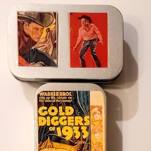 Three, Classic Western, Vintage Tins, Collector Art Boxes, Stash Boxes, Vintage Storage Box Tin, Cowboy Gift, Old Hollywood, 1&quot;x2.40&quot;x3.75&quot;