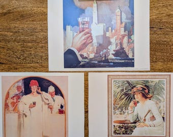 Three Vintage Coca-Cola Art Prints, Classic Ads, Bar Decor