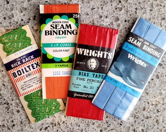 1960s, Vintage  Sewing, Seam Tape, Binding, Vintage Sewing Supply, Vintage Rick Rack, Lace Craft, Vintage Material Supply, MCM Home