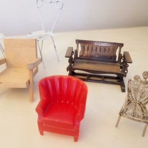 1950 to 1980s, NINE, Vintage Miniature Chairs, Couch, Vintage Swing, Vintage Dollhouse Decor Gift, Renwal, Die Cast, Vintage Childrens