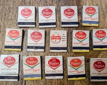 1940s through 1960s, 14 Matchbooks for Dr Pepper, All Unused Unstruck