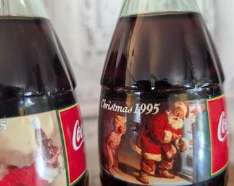 SIX, Vintage 1995, Coca Cola, Christmas Bottles, Vintage Coke