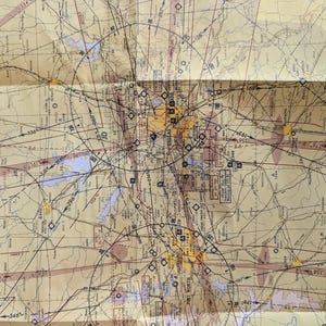 Original Vintage Map, 1955, Dallas, Air Flight Chart Route, U.S. History, Mid Century Collectors, Vintage Home Decor, Large Map 23.50&quot;x49&quot;