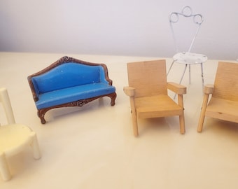 1980年代ヴィンテージミニドールハウス家具：リビングルーム＆キッチン