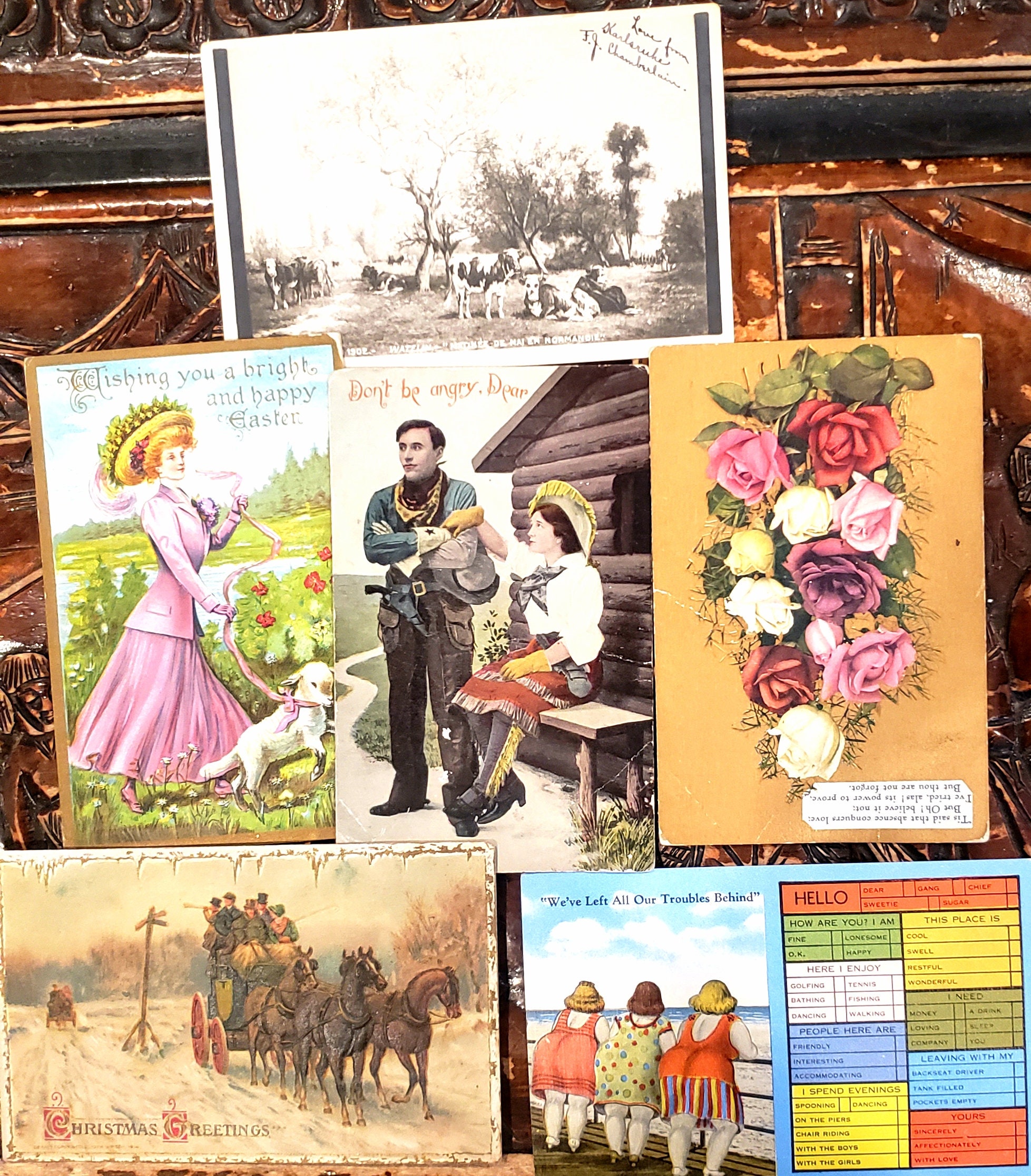 Set of Five Victorian Postcards Original Early 1900s One Etsy
