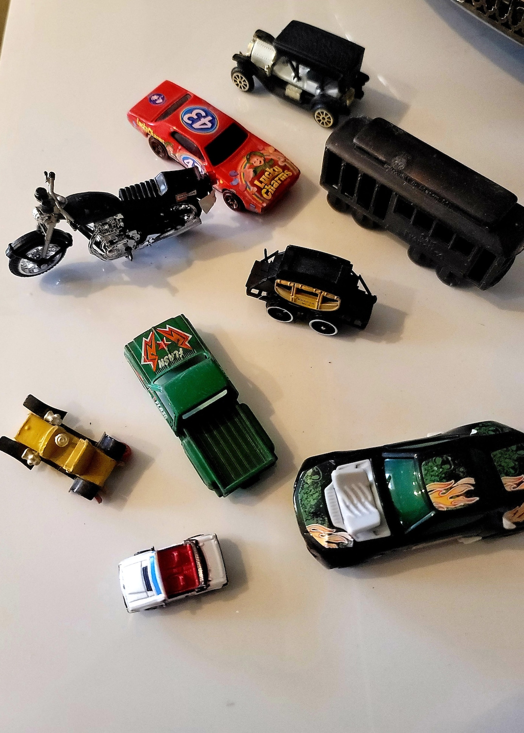 Nine Vintage Toy Cars, Classic Cars, Retro Vehicles