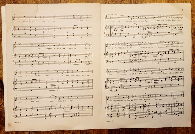 1919, Ziegfeld Follies, mandy by Irving Berlin, Vintage Sheet Music