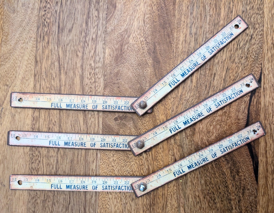 Three, Antique Folding Metal Rulers, Odd Scale, 13