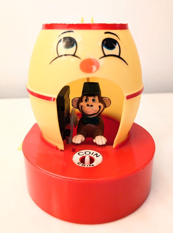 Vintage Toy, Wind Up Monkey, Coin Collector, Monkey Barrel, 1980s Toys,  Vintage Children's, Retro Home Vintage Nursery, Kids Money Bank