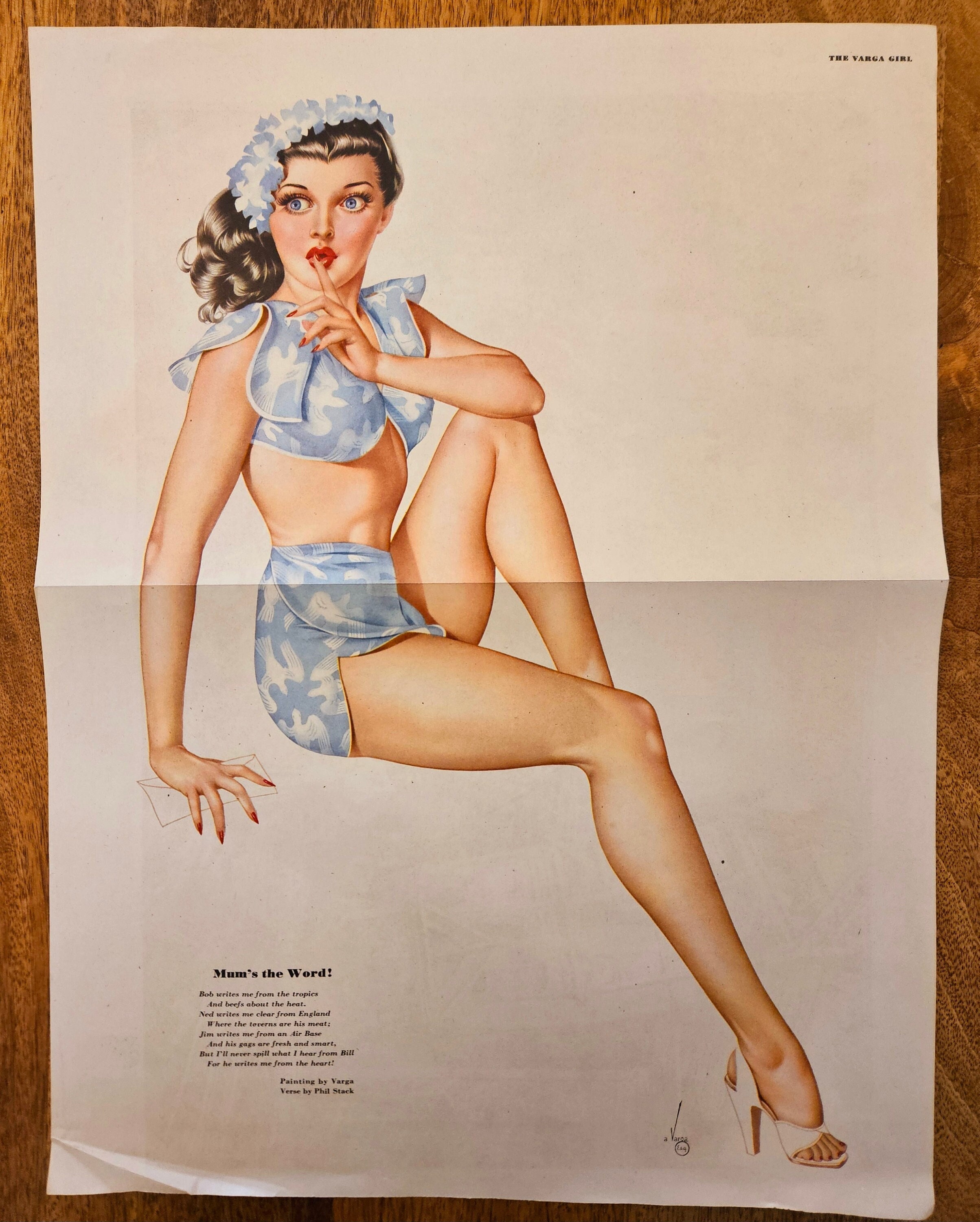 洋書 the great american pin up/varga 1945, Varga Girl, Mum's the Word, Esquire Gatefold, Rare, Vintage