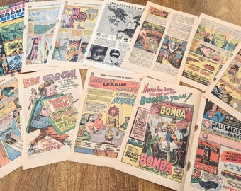 1967, 30 einzelne Seiten, Vintage-Comics, Justice League, Batman & Robin, Wonder Woman, Superman, Batman, Aquaman, Retro-Cartoon, Comic-Geschenk