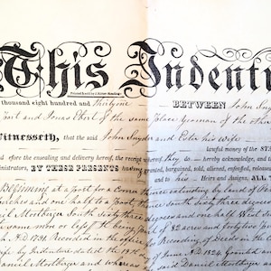 1831, antike Eigentumsurkunde, Original, groß, 18,50 "x 22,60", antikes Wanddekor, amerikanischer Geschichtssammler, antikes Papier, Pennsylvania