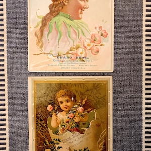 1890er Jahre, zwei, Original, Lithographie Karten, antiker Sammelkartensammler, Vintage Ostern, Vintage Kartengeschenk, Vintage Kinder, antikes Papier