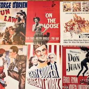 SIX, Vintage Movie Posters, Art Prints, Home Theater Decor, Retro Movie Stars, Old Hollywood, Vintage Home Decor, Old Movie Gift, Film Noir