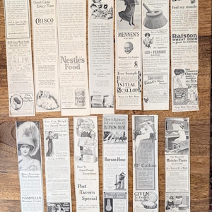 1913 & 1916, Originales antikes Papier, Vintage Werbung, Schwarzweiß-Kunst, Vintage-Fotografie, Vintage Wohnkultur, Sammlung von 13