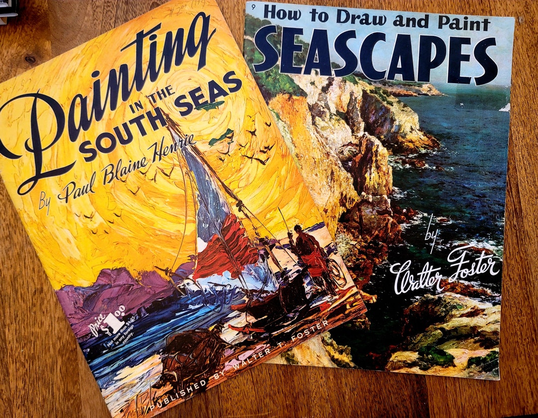 1960s, Two Vintage Art Books, How to Drawn & Paint Seascapes, Painting ...