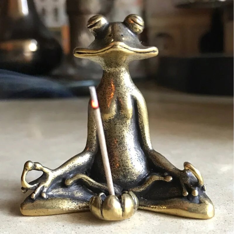 Retro Brass Meditate Zen Buddhism Frog Statue Small Ornament Etsy