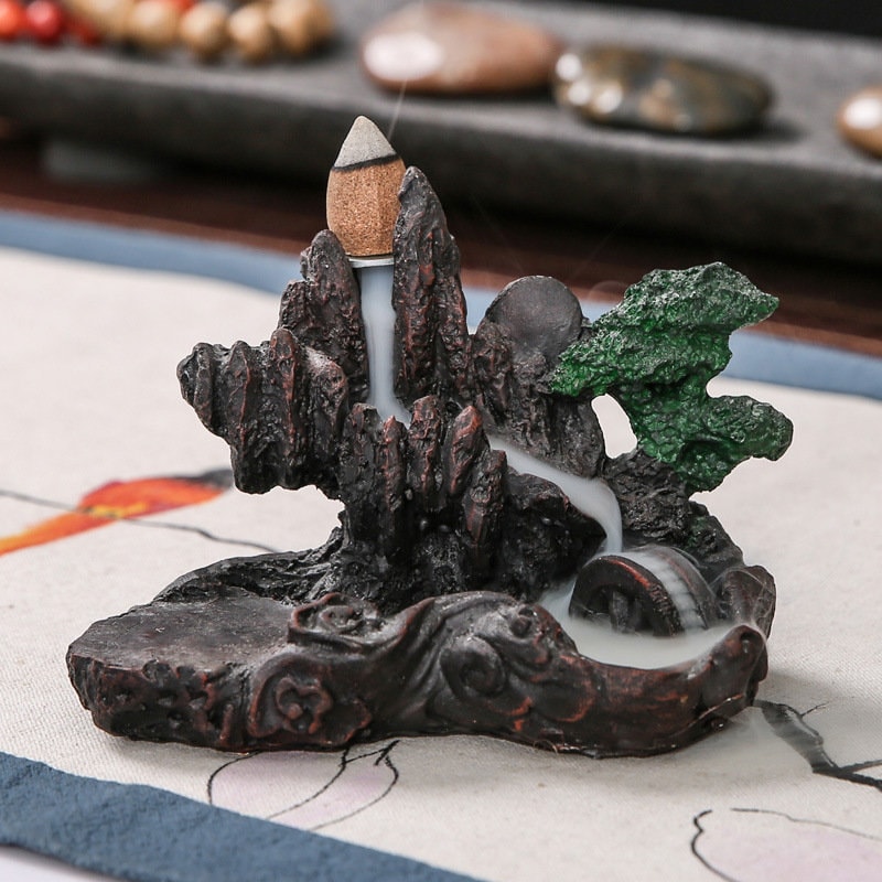 Waterfall Backflow Incense Burner Mountain Tower Incense Etsy