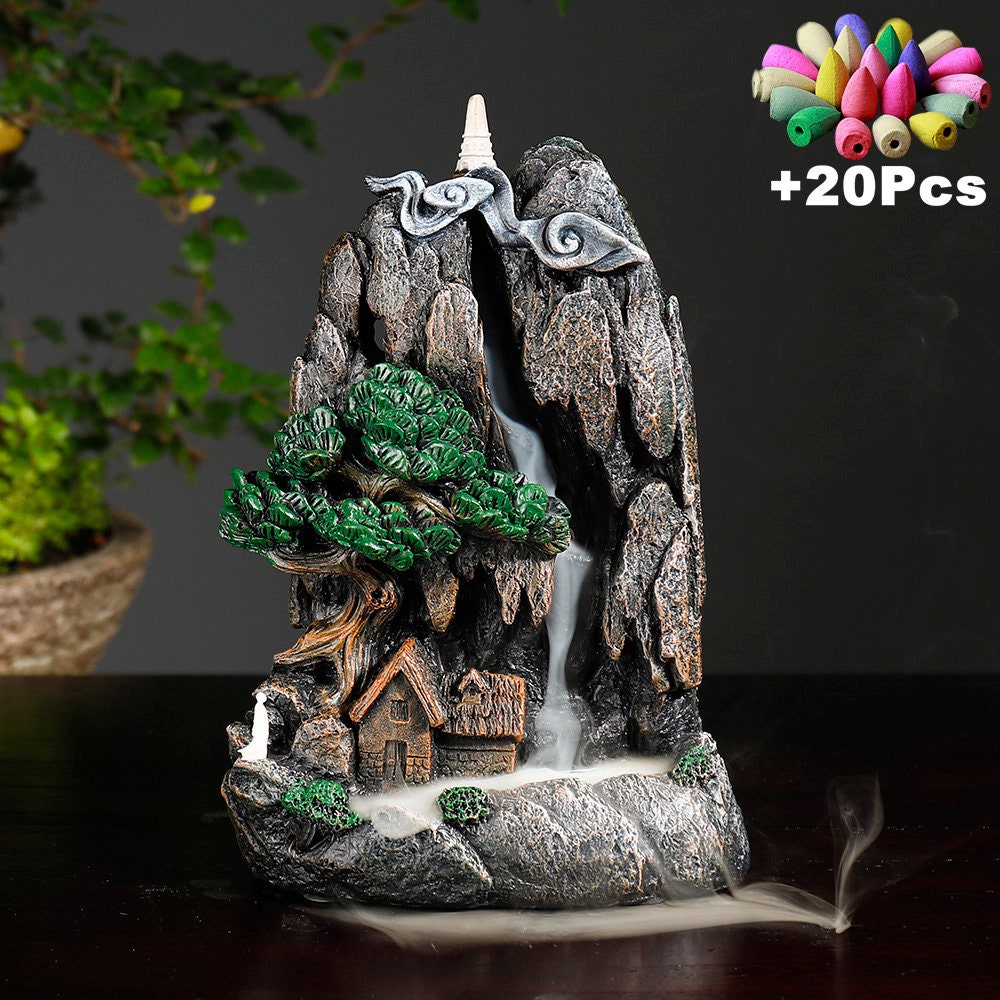 Incense Burner Backflow Waterfall Incense Holder Mountain Etsy