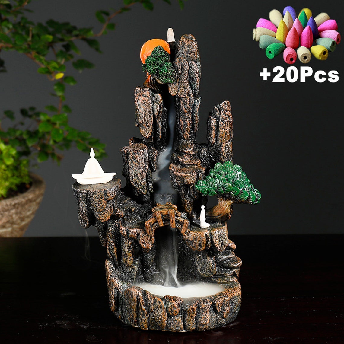 Incense Burner Backflow Waterfall Incense Holder Mountain Etsy