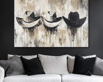 Cowgirl Hat Canvas Painting: Western Living Room Art Print