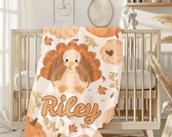 Personalized Thanksgiving Fall Baby Blanket Newborn Blanket Girl Baby Blanket Fall Baby Coming Home Pumpkin Throw Autumn Baby Shower Gift