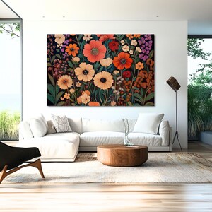 Large Floral Canvas Wall Art: Botanical Wildflower Print