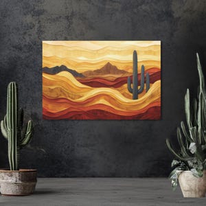 Abstrakte Wüstenlandschaft Leinwanddruck: Südwestlicher Saguaro Kaktus Druck