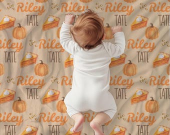 Personalized Fall Baby Blanket, Custom Newborn Baby Blanket, Girl Baby Blanket, Baby Boy Coming Home Pumpkin Throw, Autumn Baby Shower Gift